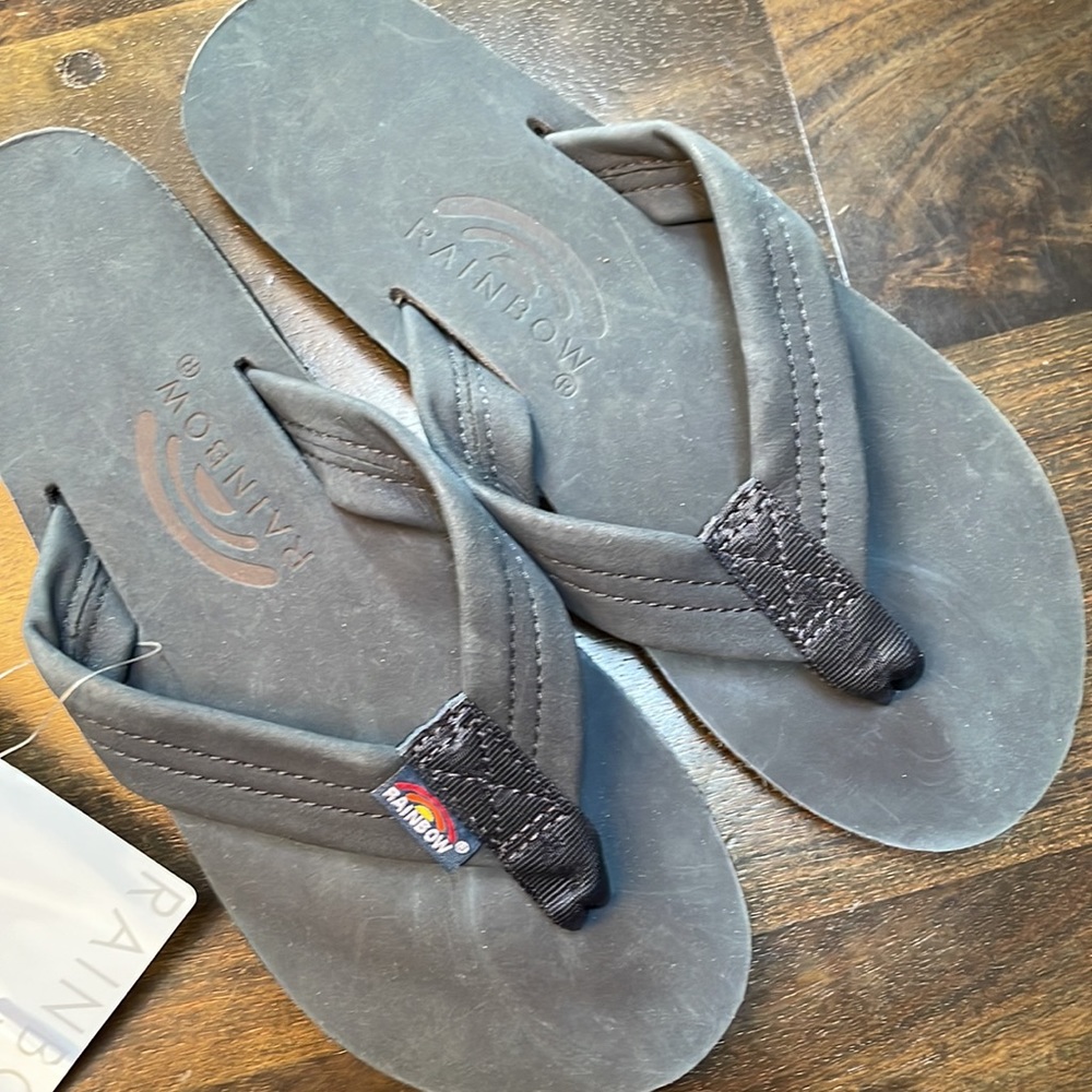 Rainbow sandals wide leather flip flops- color is Navy - Picture 3 of 10